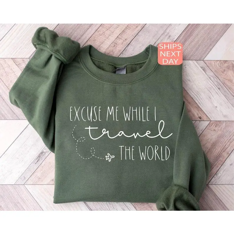 Excuse Me while I Travel the World Sweatshirt, Airplane Mode Sweatshirt, Vacation Mode Hoodie, Travel Sweatshirt, Plane Hoodie,Traveler Gift