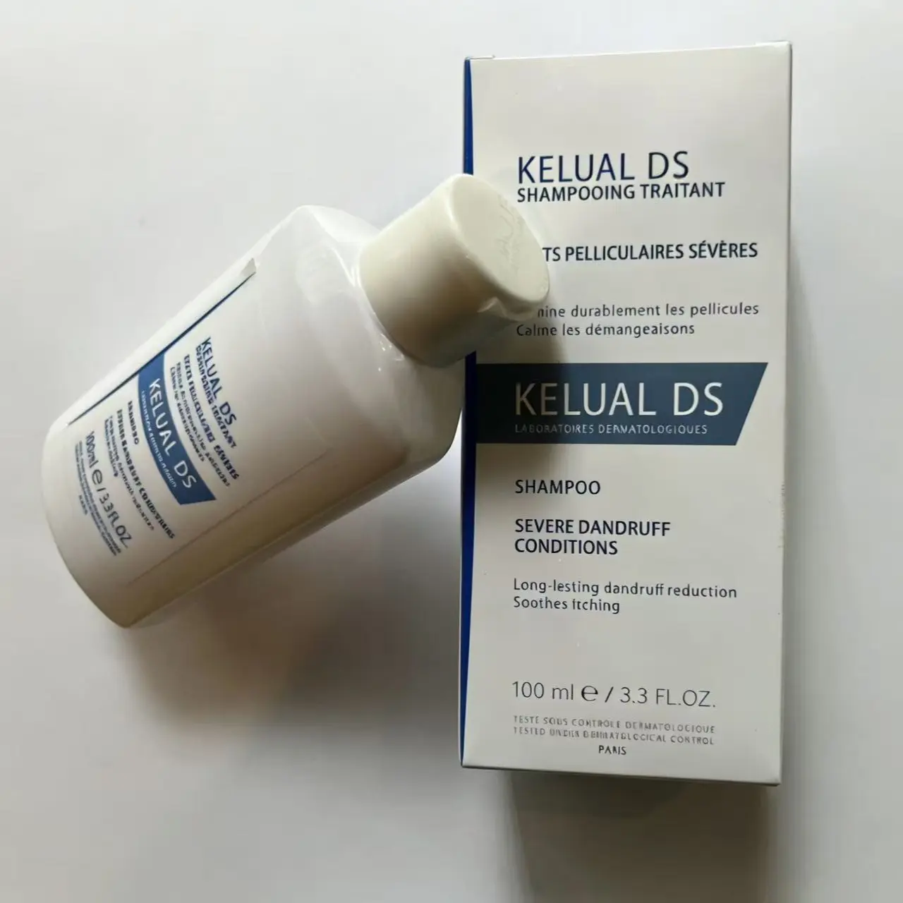 Severe Dandruff Treatment Shampoo, KELUAL DS Anti-Dandruff Formula with Long-Lasting Relief, Soothes Itchy Scalp, 3.3 Fl Oz