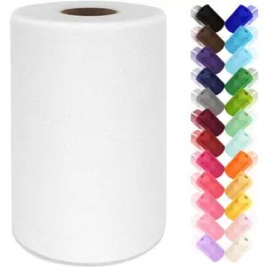 White Tulle Fabric Rolls 6 Inch by 100 Yards (300 ft) Tulle Ribbon Netting Spool for Tutu Skirt Wedding Baby Shower Birthday Party Decorations Halloween DIY Crafts Gift Wrapping, 28 Colors