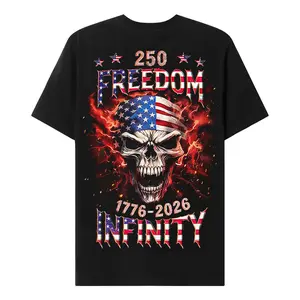Chaosmoda Generation X 250 Freedom Custom Year Skull Graphic Tee | Vintage American Patriotic 4th of July T-Shirt