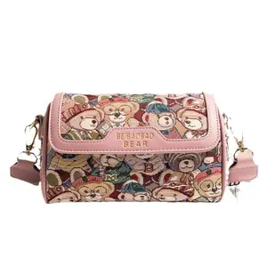 Original cartoon teddy bear bag with niche design, trendy and fashionable crossbody bag, single shoulder women's bag