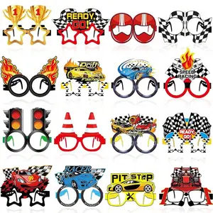 16 Racing Party Gifts, Racing Paper Glasses Frames, Racing Party Presents, Racing-Themed Party Gifts, Photo Booth Props, Themed Party Decorations, Suitable for Birthdays, Themed Party Decorations, Trunk Car Themed Glasses, Birthday Shower Decorations