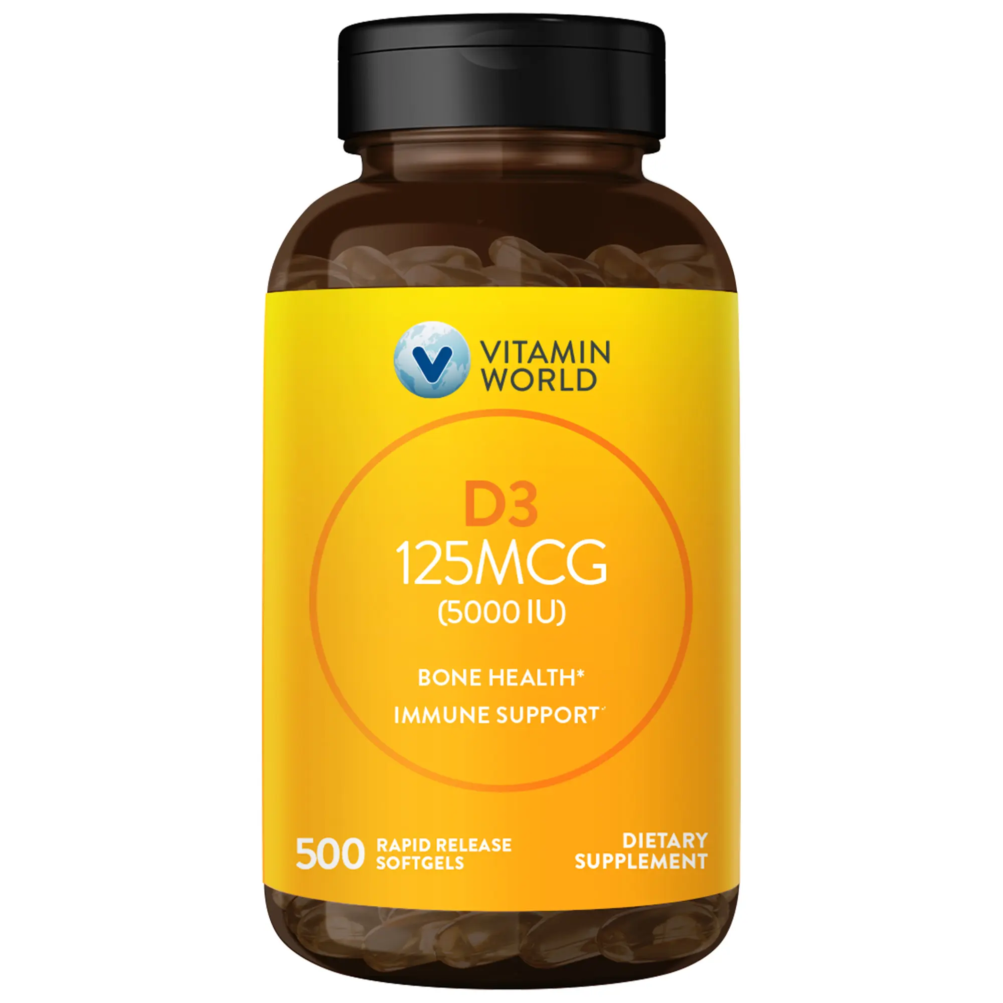 Vitamin World Vitamin D3 5000 IU, Gluten Free, Non-GMO