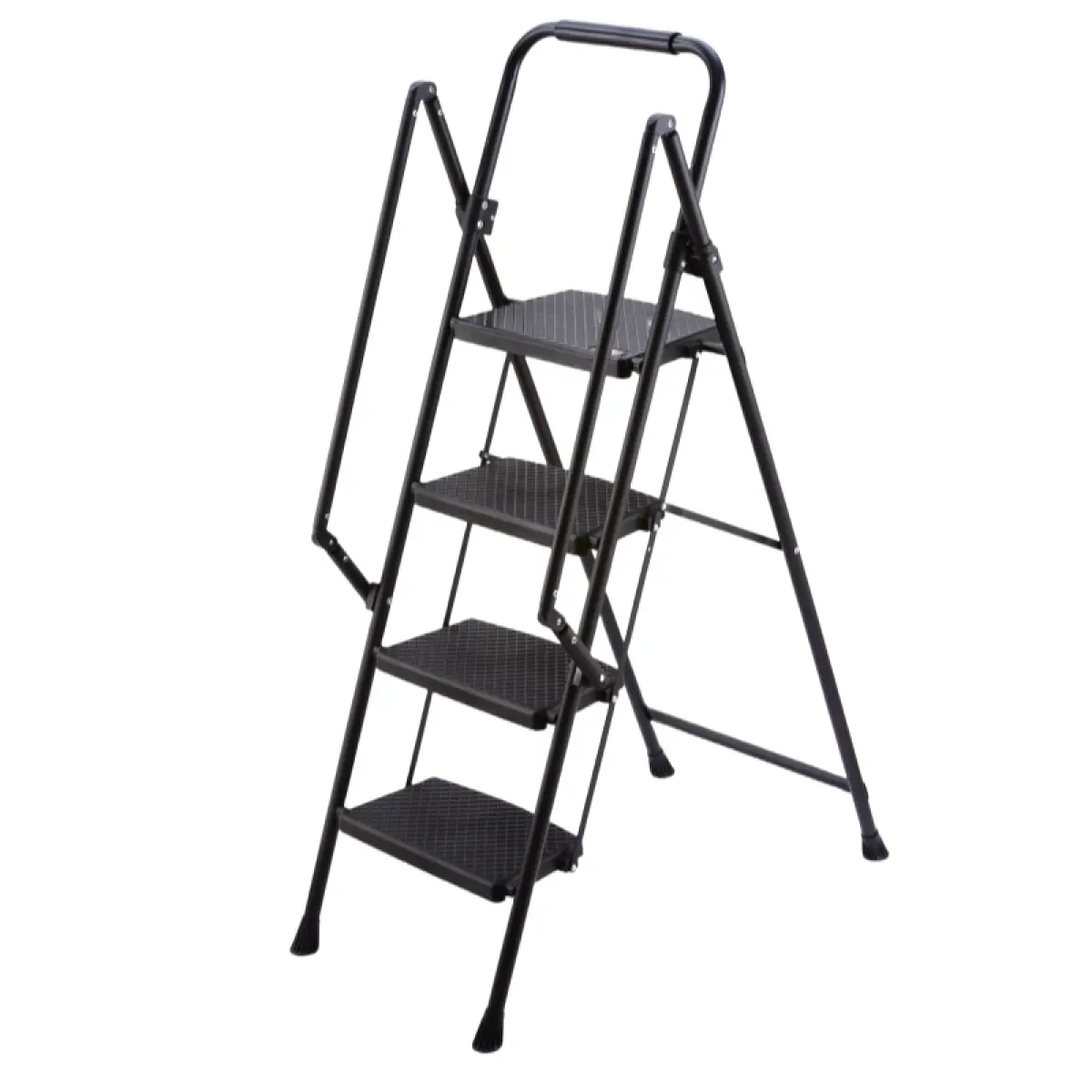 4-Step Ladder, Lightweight Foldable Sturdy Portable Ladder with Wide Anti-Slip Pedals, Safety Handrail, Steel Frame, Collapsible Multi-Purpose Stool for Home, Kitchen, Indoor Use, Lightweight Foldable Ladder