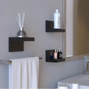 Small Floating Shelves for Wall 7-Packl , Plastic Black Shelf 4 Inch Display Ledges Room Decor, Mini with 2 Types of Installation Light Mount