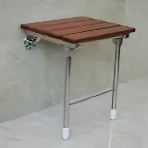 2024 14.9"x12.2" Folding Shower Seat - Wall Mounted - Solid Wood Fold Down Spa Bench