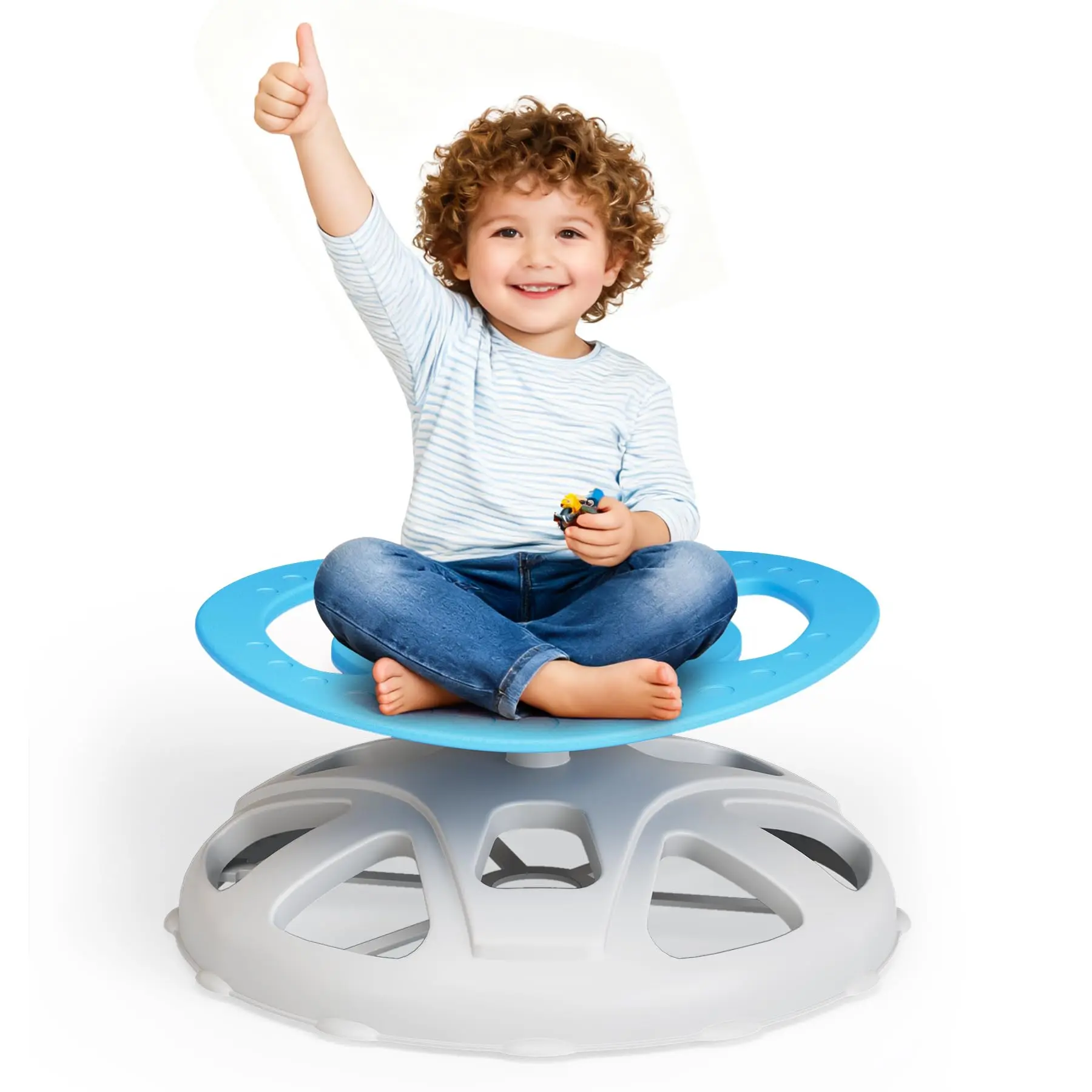 Gaomon PP Plastic Backless Autism-Friendly Sensory Swivel Chair for 10-11 Years Autistic Kids - Sturdy Widened Base, Safety Handle, Anti-Slip Design, Body Coordination Training, Easy Assembly, Portable Grip, Children's Day Pick, Durable