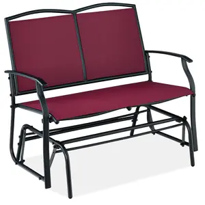 Best Choice Products 2-Person Outdoor Swing Glider, Steel Patio Loveseat, Bench Rocker w/ Armrests