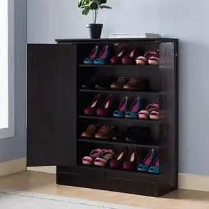 High quality shoe cabinet/shoe rack/storage cabinet/storage shelf/storage rack/storage box  Shoe/Storage Cabinet with Two Doors Five Shelves - Dark,Space-Saving Shoe Rack for Sneaker Boot Container,Thicken and reinforce,for Entryway,Front Door,Foyer