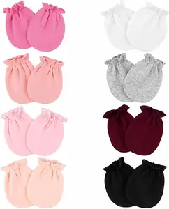8 Pairs Baby Mittens No Scratch, Skin-friendly Cotton Newborn Infant Gloves, Baby Girl Boy Must Haves Essentials 0-6 Months