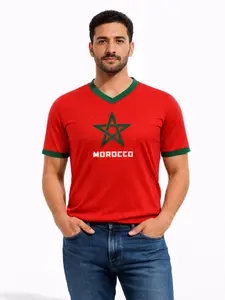 Morocco Home Team Football Sports Wear 2026 New Short Sleeve T-Shirt, Quick-Dry Fabric, Casual All-Season Training Top