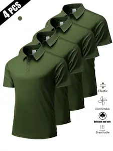 Men's Military Elastic Polo Shirts, Casual Vintage Style, Breathable Soft Fabric, Quick Dry, All Seasons, Versatile