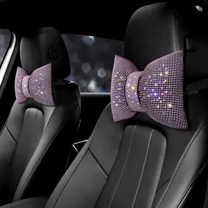 2 count Rhinestone  Headrest  Pillow for Driving with Bling Bling  Bow Pillow  Accessories for Women ()