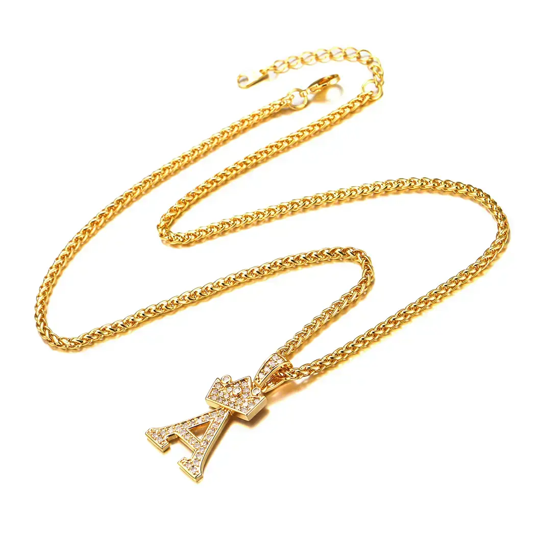 Initial letter pendant, necklace number pendant, A-Z chain, crown necklace, men's and women's capital letter necklace, jewelry Initial letter pendant, necklace number pendant, A-Z chain, crown necklace, men's and women's capital letter necklace, jewelry