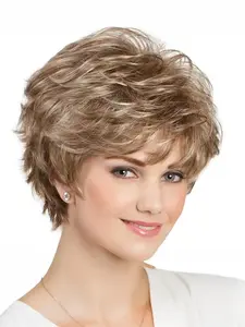 Women's Short Synthetic Hair Wig, Synthetic Material Wigs, High-Temperature Fiber Full-Head Replacement System, Daily Wear Fashion Accessory
