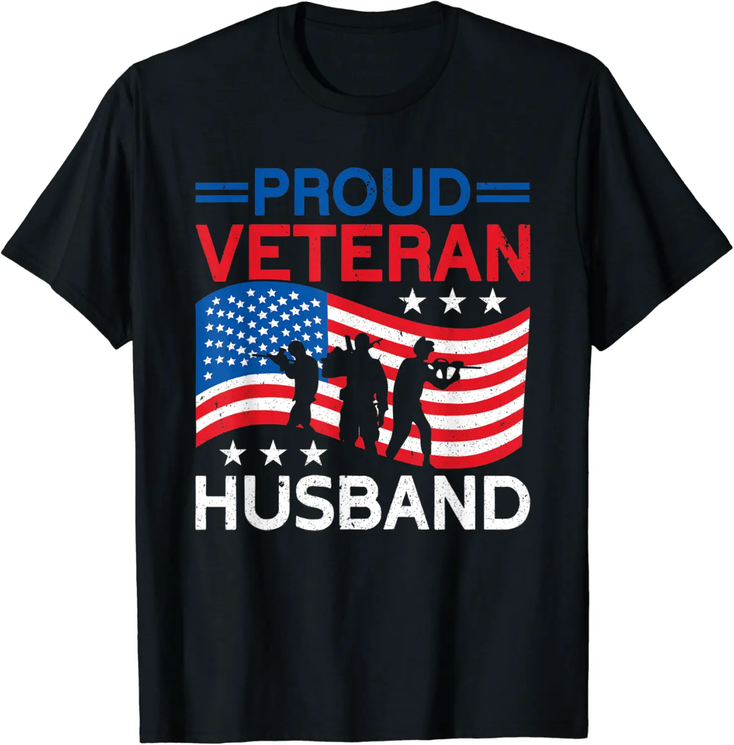 Mens Proud Veteran Husband | USA Flag Proud American Veteran Dad T-Shirt - Clydebell Shop 55B0BGT2DGXF