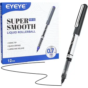 Black Rollerball Pens 12 Pack, 0.7mm Medium Point Quick Dry Liquid Ink Pens Smooth Writing for Journaling Note Taking Office School Supplies
