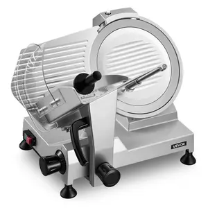 【Summervibes】VEVOR Commercial Meat Slicer, 400W Electric Cutter, Removable 12" Carbon Steel Blade and Food Tray, 0-0.59" Adjustable Thickness Food Slicer Machine, for Frozen Meat, Ham, Baguett, Steak, ETL Approved