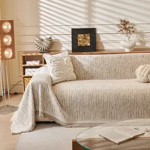 Chic Modern Chenille Sofa Cover, Plain Color, Scratch-Resistant &, Universal Fit for Home Office Furniture Protection, Sofa Couch Covers