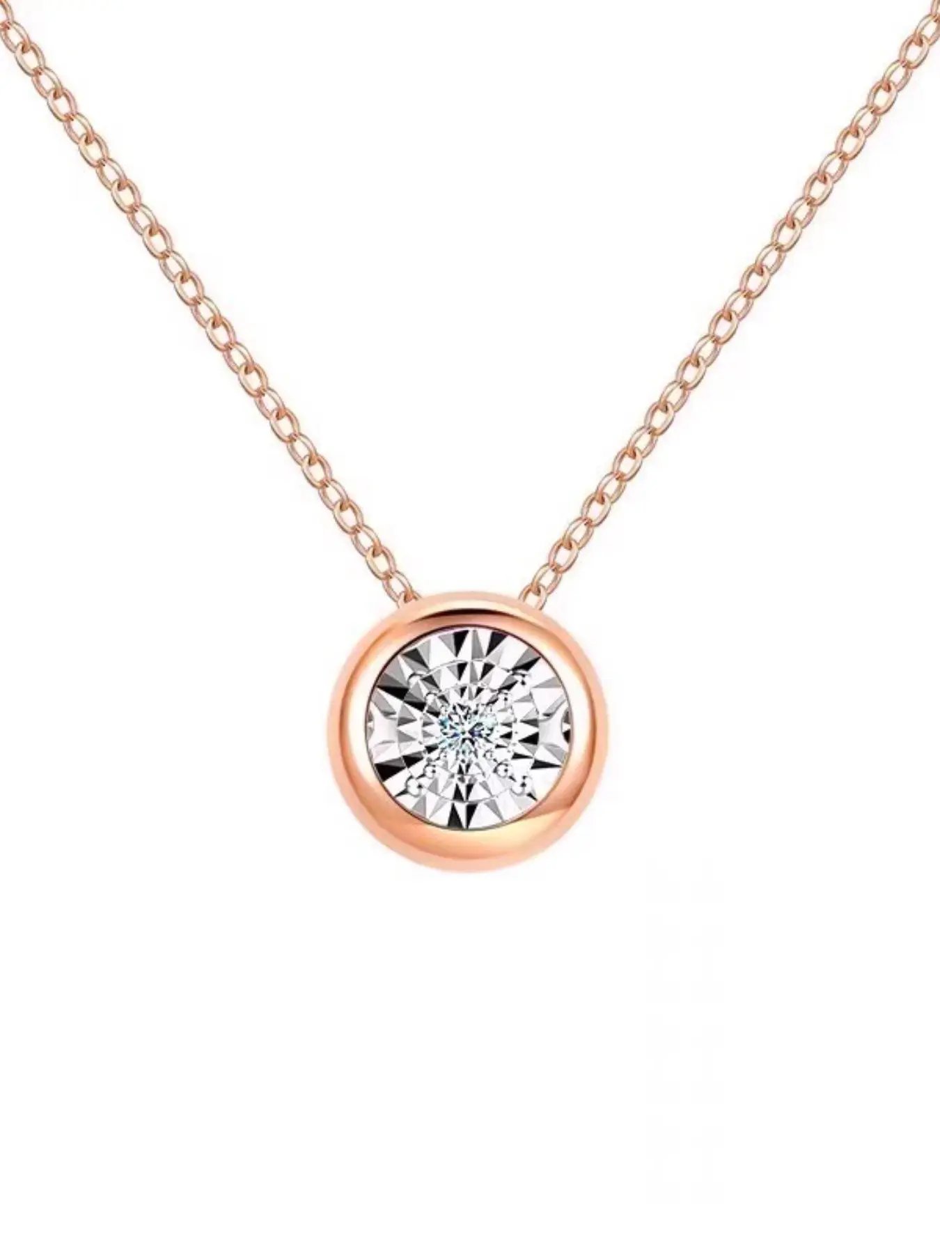 Elegant Rose Gold Natural Diamond Bubble Necklace, 18k Gold Plated with Sparkling Diamonds, Perfect Gift for Mom, Wife, Girlfriend, Friend