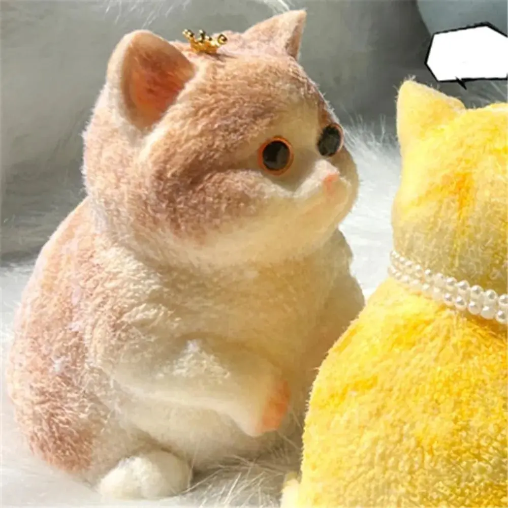 New Cute Cat Soft Squeeze Toys With Flocking Surface Slow Rebound Stress Relief Toy Silicone Cat Pinching Toy New Year Gift
