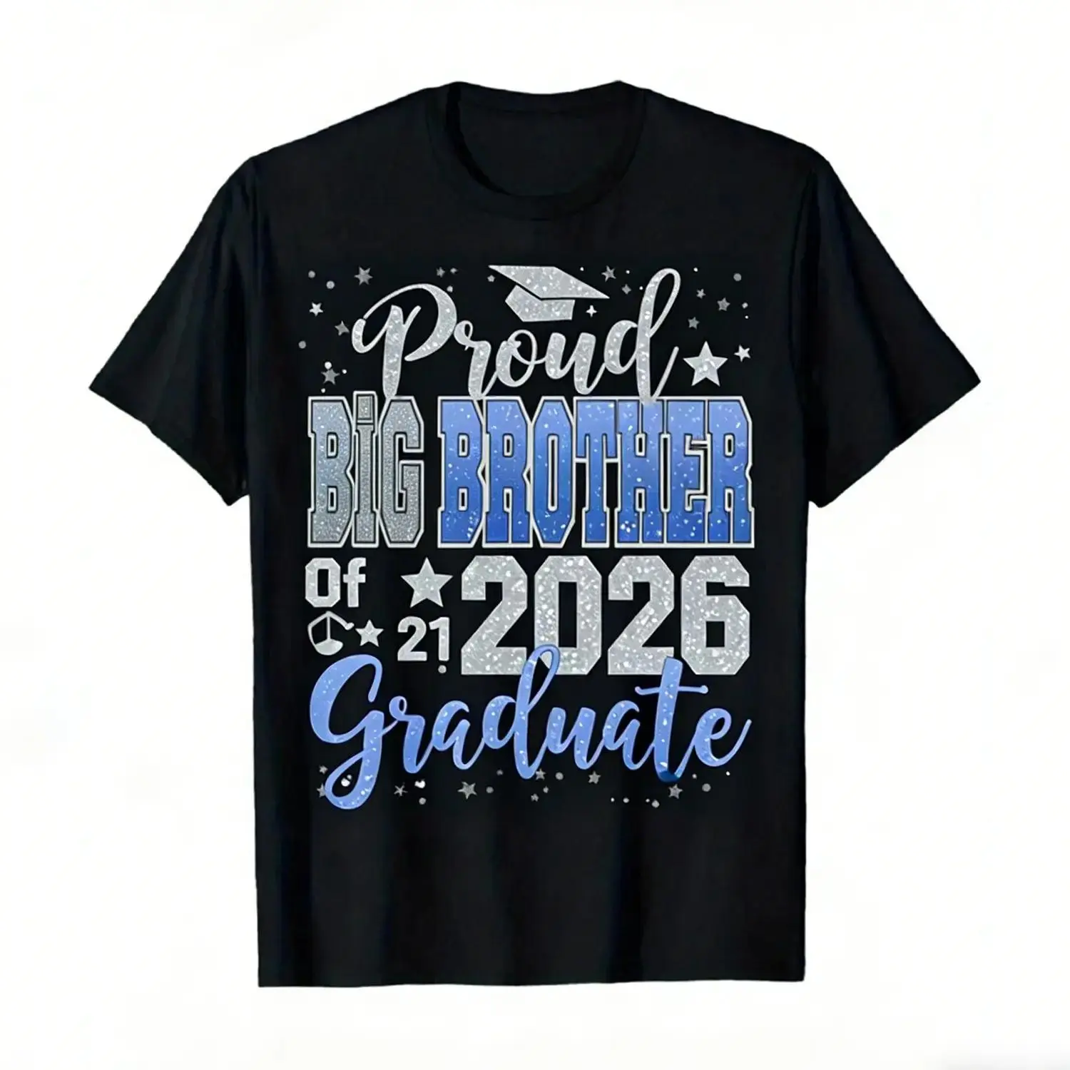 Proud Little Brother Graduation Tee Comfortable Cotton Casual Gift for Teen Boys and S Machine Washable Unisex Black Shirt 2026