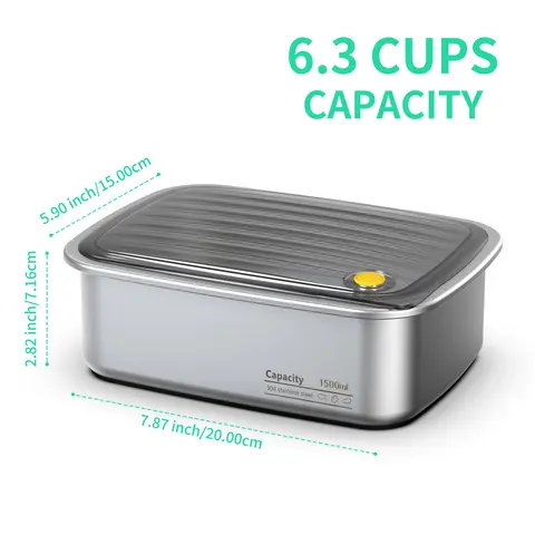 1.5L Stainless Steel Tableware Tray, Leak-Proof & Non-Toxic Container, Durable Easy-Clean Versatile for Outdoor Food Prep, Compatible with Heated Lunch Boxes, Leak-Free Lunch Boxes