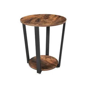 VASAGLE Round Side End Table, 2-Tier Accent Bedside Table with Storage Shelf, Easy Assembly, Nightstand for Small Spaces, Living Room, Bedroom