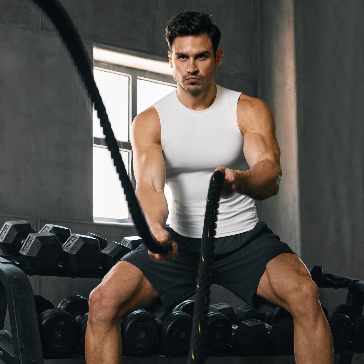 Nebility Men’s Compression Tank Top – Slim Fit Muscle Shaping Gym Shirt, Breathable & Sweat-Wicking Sleeveless Workout Vest for Training, Running & Fitness