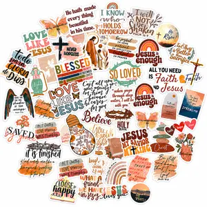 50Pcs Boho Aesthetic Bible Verse ,Christian Series Decorative Funny Stickers - Waterproof Home Decor Vinyl Faith Decals for Water Bottles, Laptops,Mirror&Wall