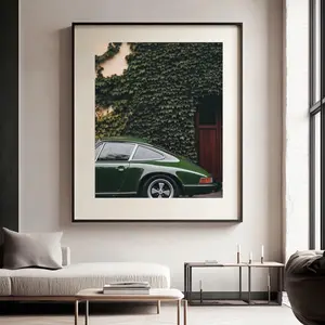 Vintage Green Porsche 911 Poster, 1970s Retro Car Art, Moody 35mm Photography, Classic Porsche Wall Art, Retro Car