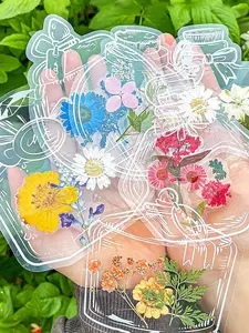 20pcs/40pcs Dried Flower Bottle Bookmarks, Embossed Plastic Seal DIY Material Pack, Flower Bookmark Collection Album for Kindergarten