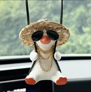 Cute Cartoon Swing Duck Car Hanger Ornament, 1-Count Rearview Mirror Hanging Decor, Automotive Car Decoration Accessories