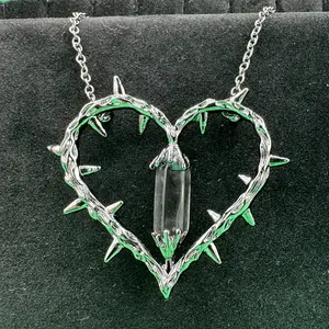 Witch's Heart Barbed Thorn Necklace Pendant Chain - 21" in Length
