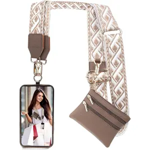 Clip and Go Strap  Phone  Wallet Crossbody, Phone Strap  Zippered Wallet, Adjustable Anti Theft Cellphone Lanyard  Women, Cellphone Chain Accessories,Multicolor 5 with for