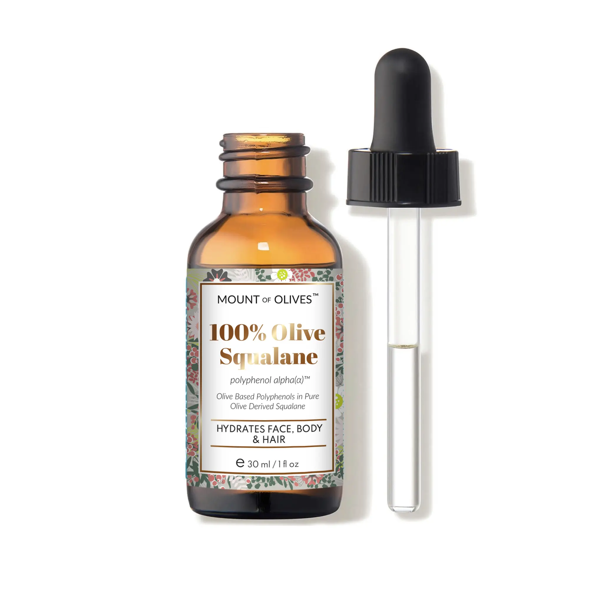 Mount of Olives 100% Pure Squalane Oil - Lightweight Face and Body Oil for Hydration, Anti-Aging Natural Moisturizer with Polyphenol Alphas, Made in USA