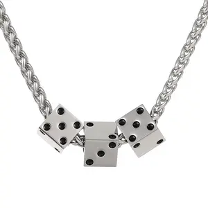 Fashionable and fun titanium steel punk temperament popular dice necklace
