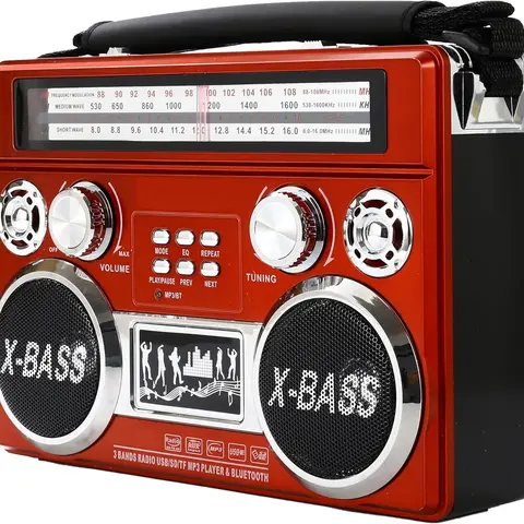Supersonic SC-1097BT Portable Retro 3-Band AM/FM/SW Radio Receiver, Wireless Bluetooth Speaker with X-BASS Audio, Rechargeable Flashlight & Battery, USB Compatibility, Batteries & MicroSD Support, Emergency Radio for Outdoor Activities