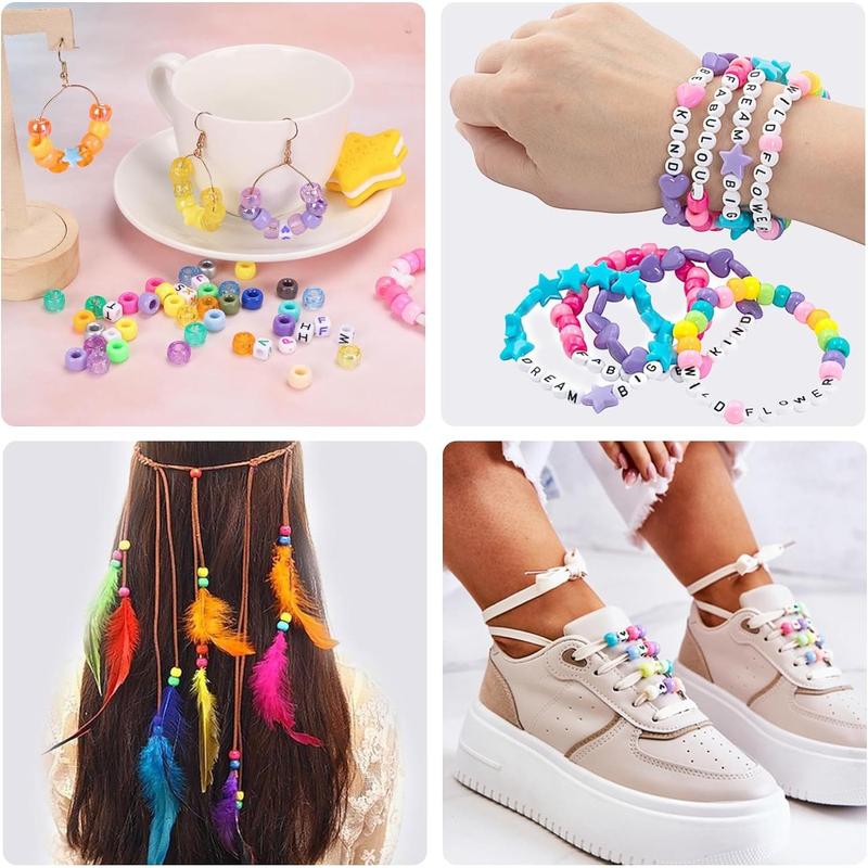 96 Colors 3000 count Pony Beads Bracelet Making Kit Friendship Bracelet Kit Rainbow Kandi Beads with Letter and Heart Beads Elastic Threads for  Necklace Making