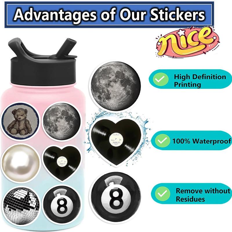 100pc Y2K Sticker Pack Pinterest Girl Black And White Durable Vinyl Waterproof Stickers for Book Phone Laptop Water Bottle Fun Craft Stickers for Smartphone Scrapbooks Planners Gifts and Rewards Cute Gifts for Girls Kids Teens Adults - Cellphone