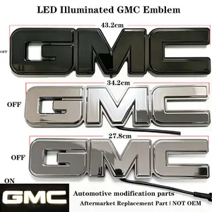 GMC LED Illuminated Emblem Replacement for Sierra 1500 2500HD 3500HD Yukon XL Savana 3 Sizes 27.8x6.3cm 34.2x7.6cm 43.2x10.2cm Non-OEM Car Accessories