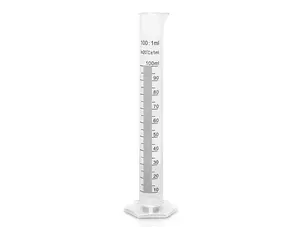 Plastic Graduated Cylinder Beaker - 100ml Science Measuring Test Tube Flask, 2-sided Marking