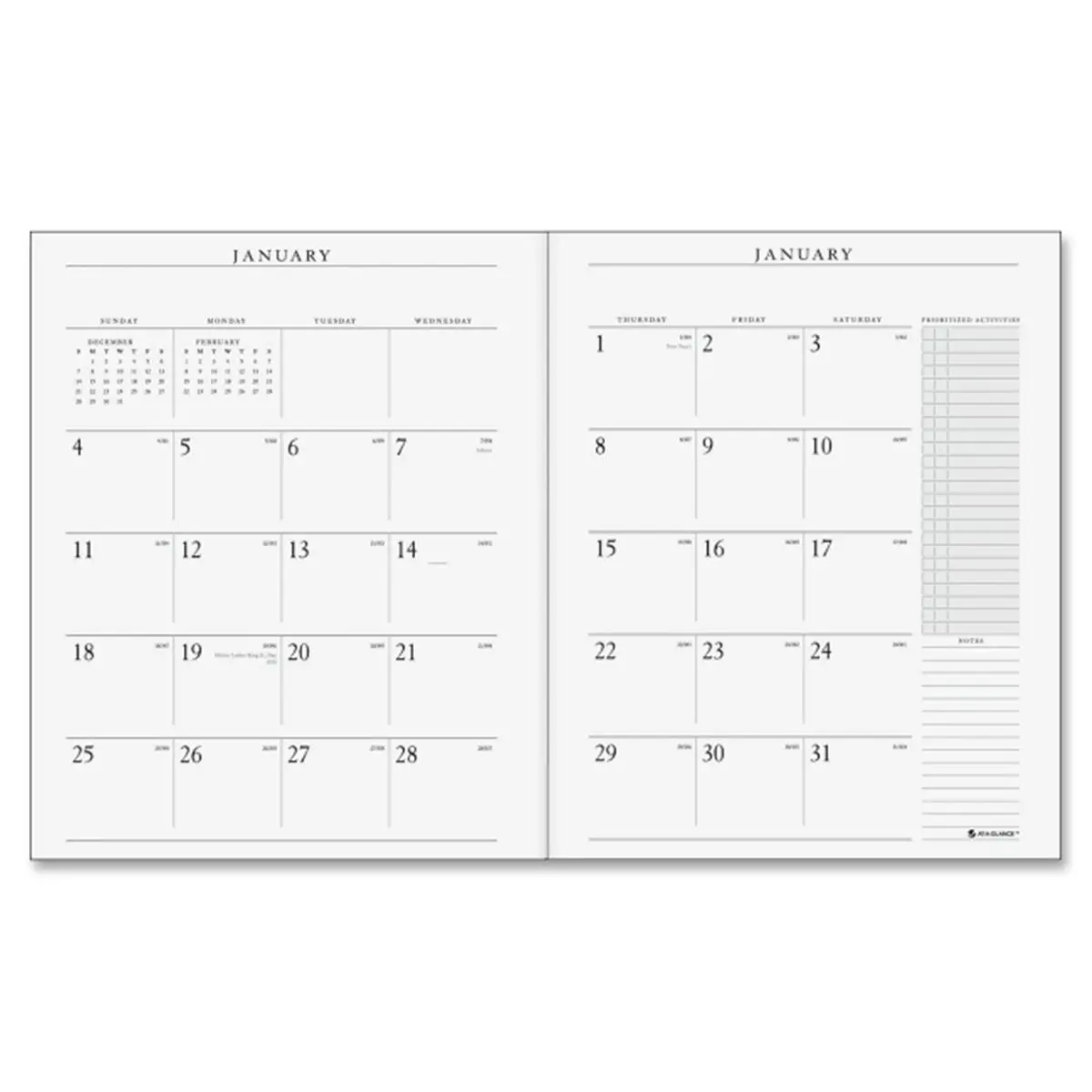 212 MAIN Monthly Calendar Refill Planner Desk Calendar, 9x11 in, Minimalist Clean Layout, Monthly View, Ample Activity Space, White Office Stationery Supplies