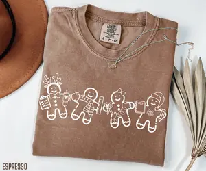 Gingerbread Teacher Christmas Shirt, Comfort Colors Holiday Tee for Teacher Shirt, Teacher T-Shirt for Teachers School Staff