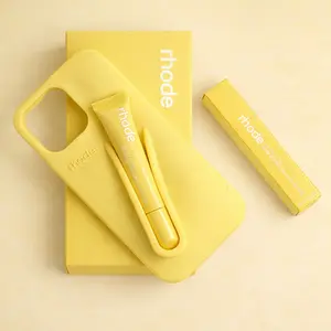 Peptide Lip Gloss Holder iPhone Case with Lipstick Set for iPhone 15 14 13 12 – Cute Soft Silicone Protective Phone Cover, Shockproof Camera Protection, Gift for Girls Women