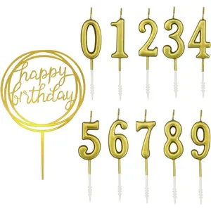 10 Pieces Number Birthday Candles-Glitter Cake Toppers for Birthday and Wedding Parties