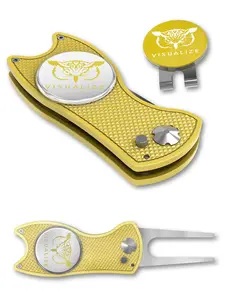 The ORIGINAL TALON PLUS | Switchblade-Style Divot Repair Tool w/ Hat Clip - VISUALIZE Yellow