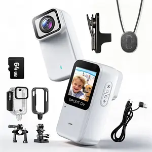 4K  Camera with WiFi, POV Action Cam for Motorcycling Skiing Cycling Vlogging ,  Wearable Thumb Camera for Hands-Free Recording,  Portable Video Recorder, 64GB Card, White