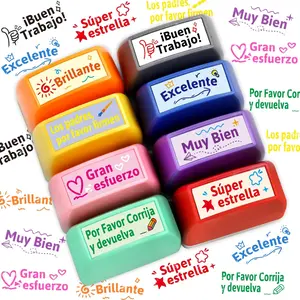 Fancy Land Teacher Stamp Spanish Self Inking Stamps for Classroom Motivational Grading Stamp Set for Kids School Homework Test Reward Supplies 8Pcs