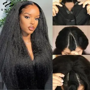 Unice Hair Drawstring Cap Kinky Straight V Part Wig & U Part Wig Easicontour 100% Human Hair Wigs No Glue Small Head Friendly unice